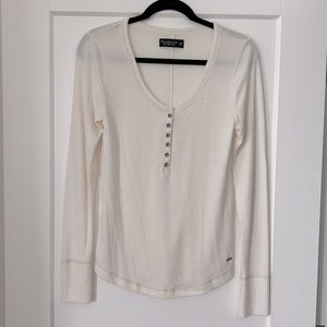 Abercrombie & Fitch Long Sleeve Henley White Size M